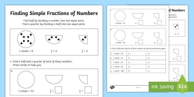 Ks1 Fractions Of Amounts Worksheet