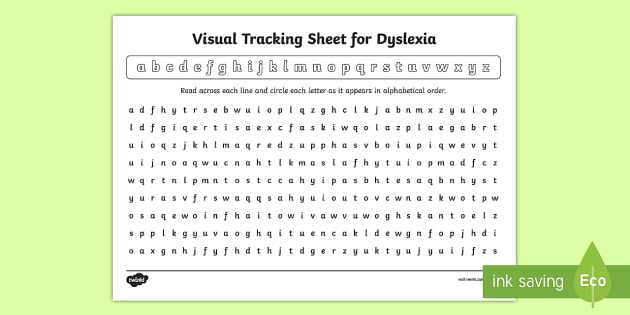 Visual Tracking Worksheet   Worksheet