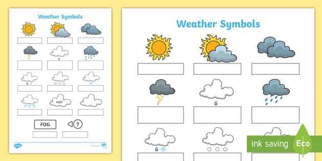 Weather Symbols Worksheet