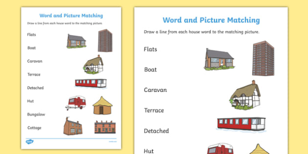 Houses And Homes Matching Worksheet