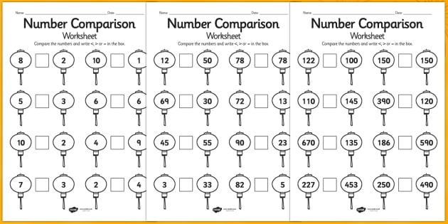 Chinese Number Comparison Worksheet Differentiated