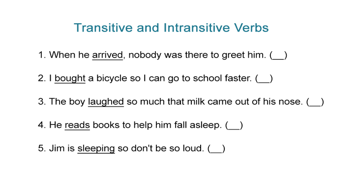 Transitive And Intransitive Verbs Worksheet