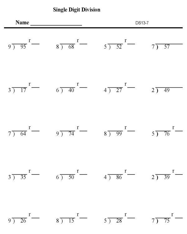 Division Remainder Worksheet   Cmediadrivers