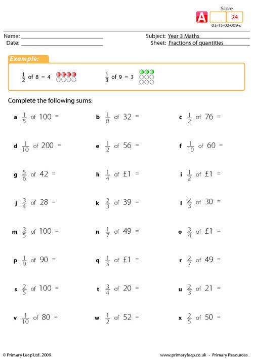 Fractions Of Quantities