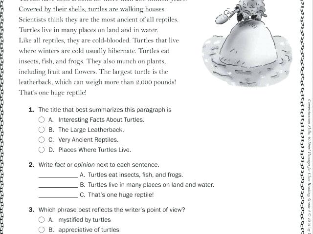 10th Grade Reading Comprehension Worksheets Grade Reading