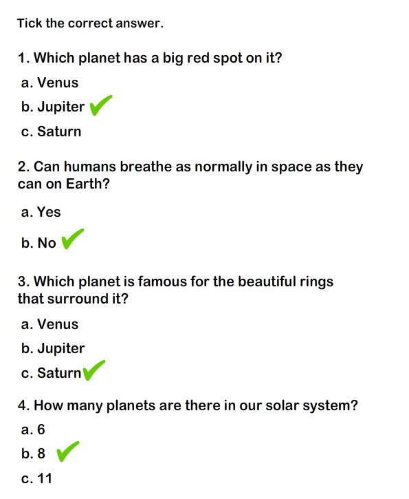 Solar System Worksheet 2