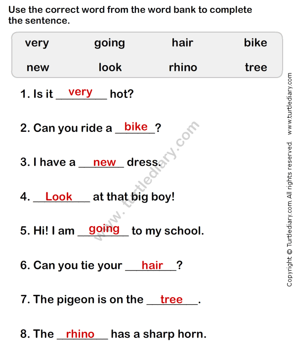 Simple Sentence Worksheet6