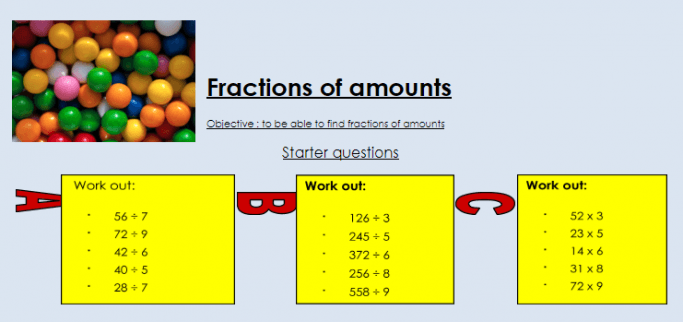 Fractions Of Amounts Worksheet For Ks3 Maths