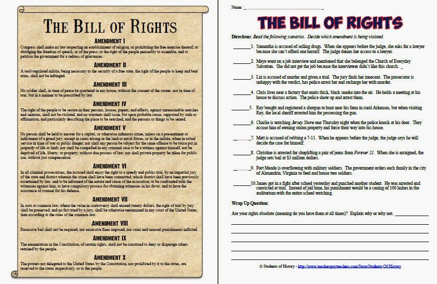 Bill Of Rights Printables