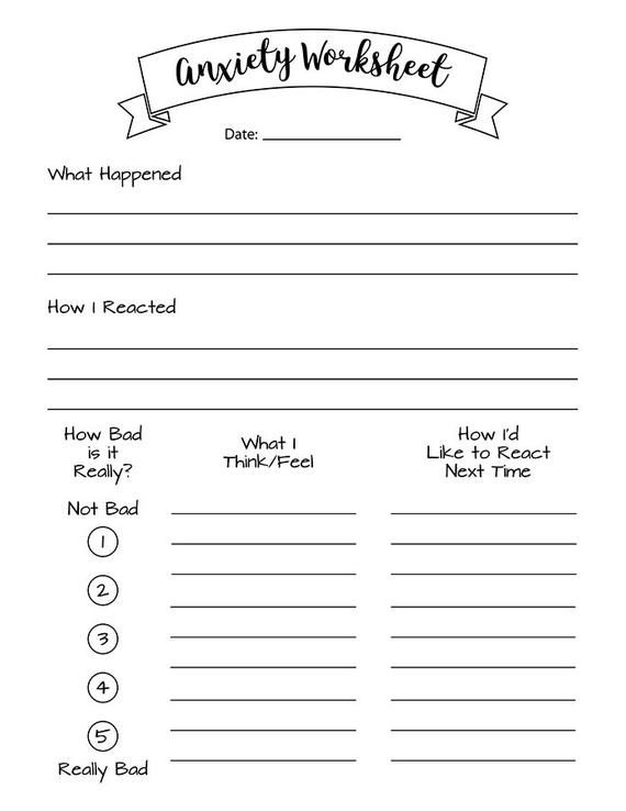 printable anxiety worksheets