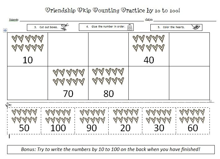 Cut And Glue Count By Tens