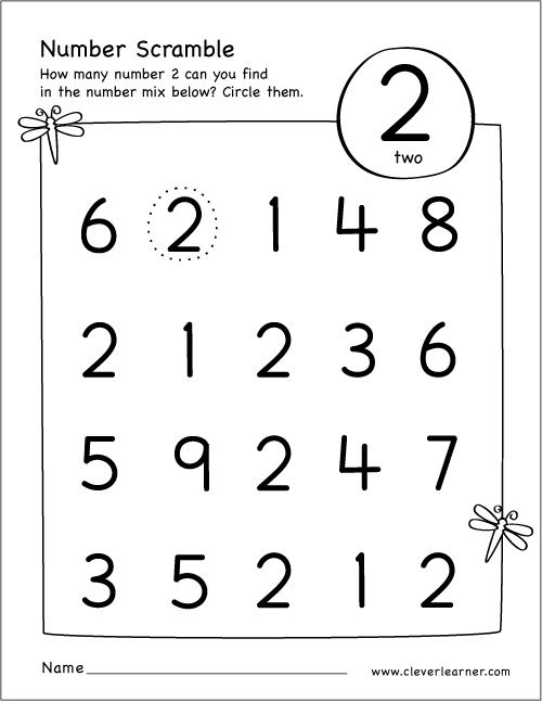 Free Printable Scramble Number Two Activity