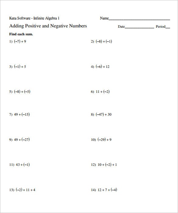 Algebra For Beginners Worksheets