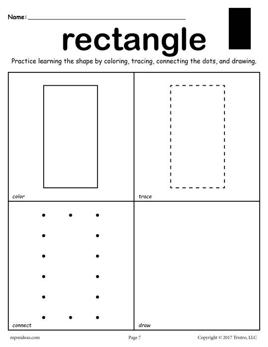 Free Rectangle Shape Worksheet  Color, Trace, Connect, & Draw