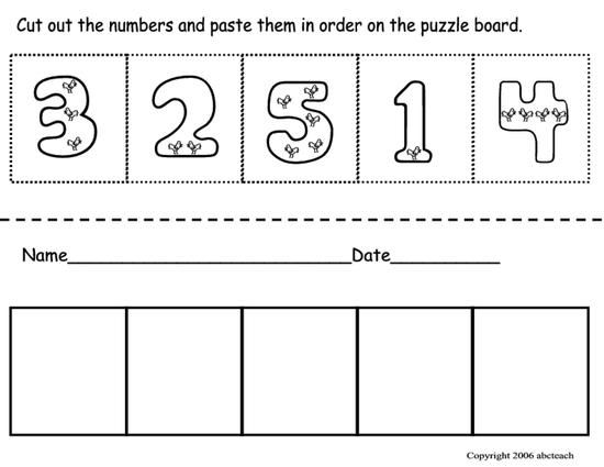 Cut & Paste Number Ordering