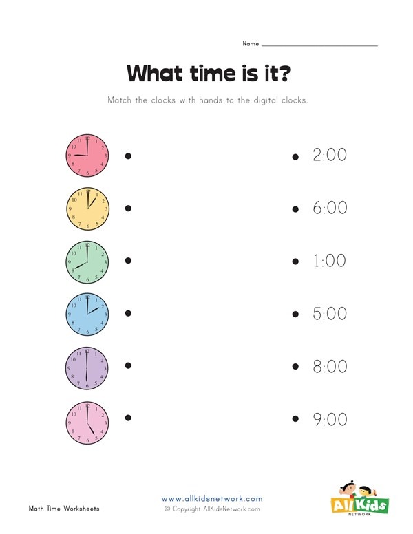 Match Analog And Digital Clocks Worksheet