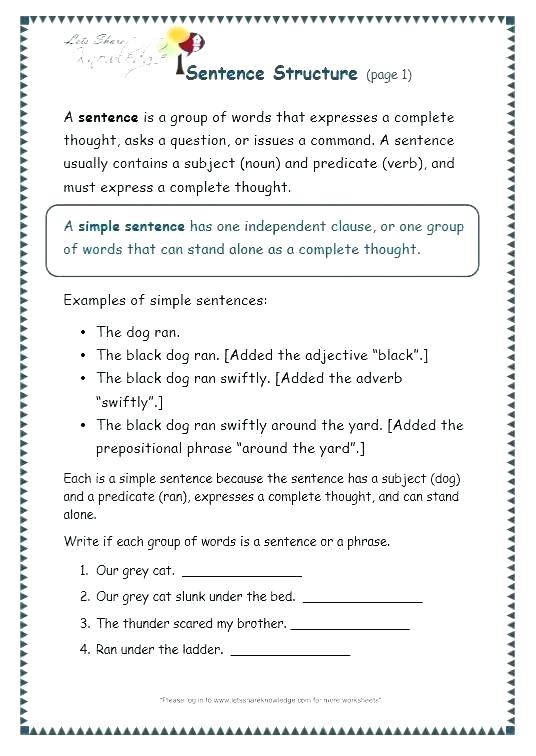 Complex Sentence Structure Worksheets Break Apart The Compound