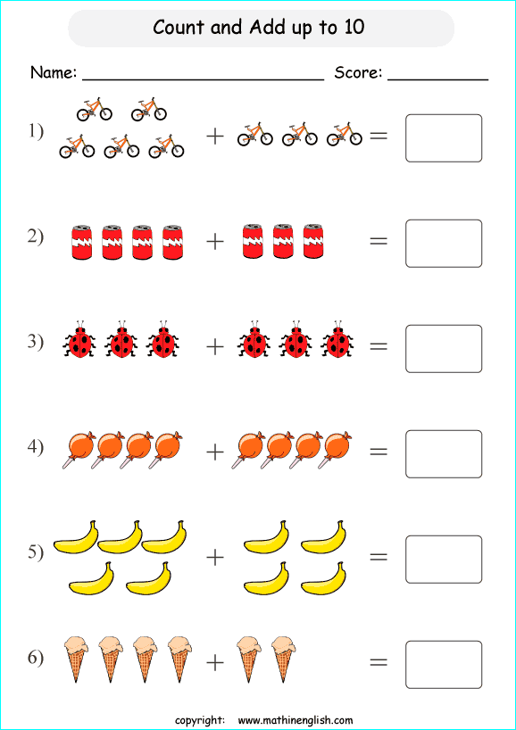 Count And Add The Pictures Up To 10  Counting And Addition