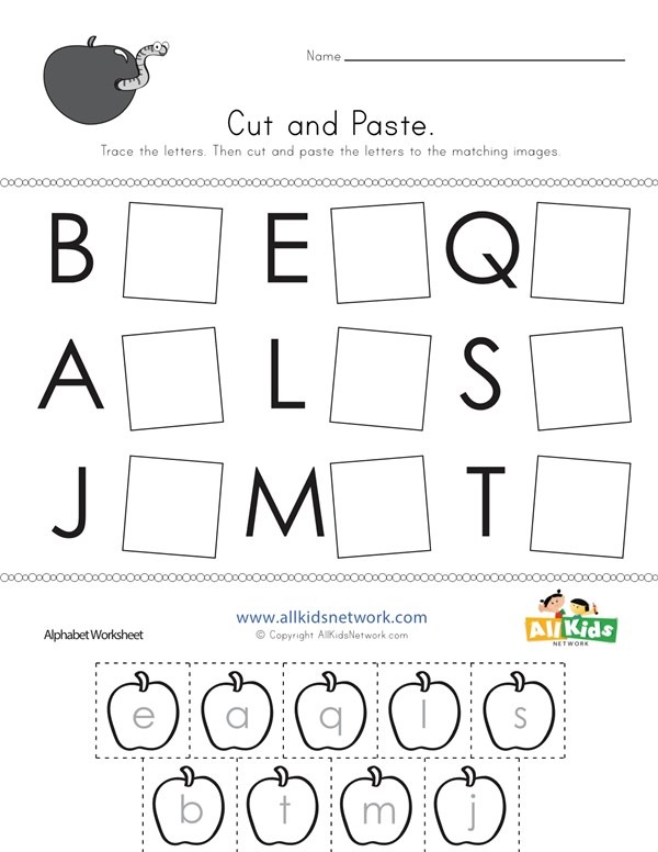 Cut And Paste Letter Matching Worksheet
