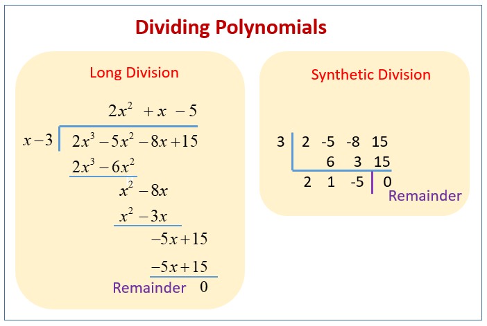 Dividing Polynomials And The Remainder Theorem (solutions