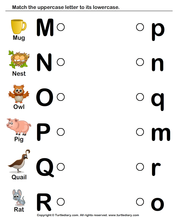 Draw Line To Match Letters M To R Worksheet