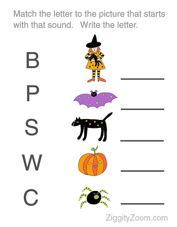 Halloween Worksheet For Preschoolers  Match The Letter To The