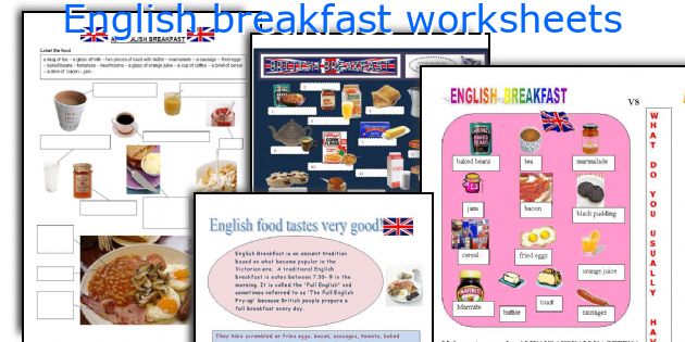 English Breakfast Worksheets