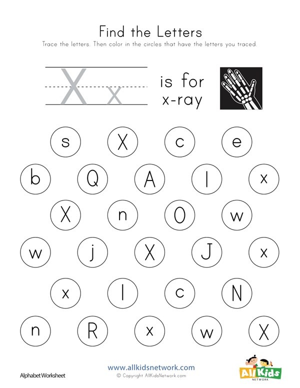Find The Letter X Worksheet
