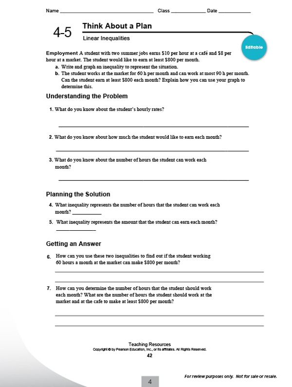 High School Integrated Math Worksheets