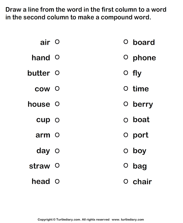 Join The Words To Make Compound Word Worksheet