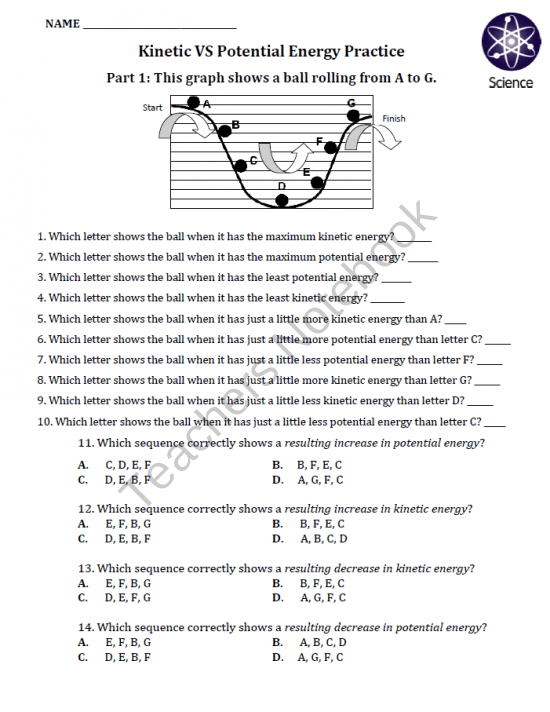 Kinetic Energy Worksheet Kinetic Energy Can Be Defined As