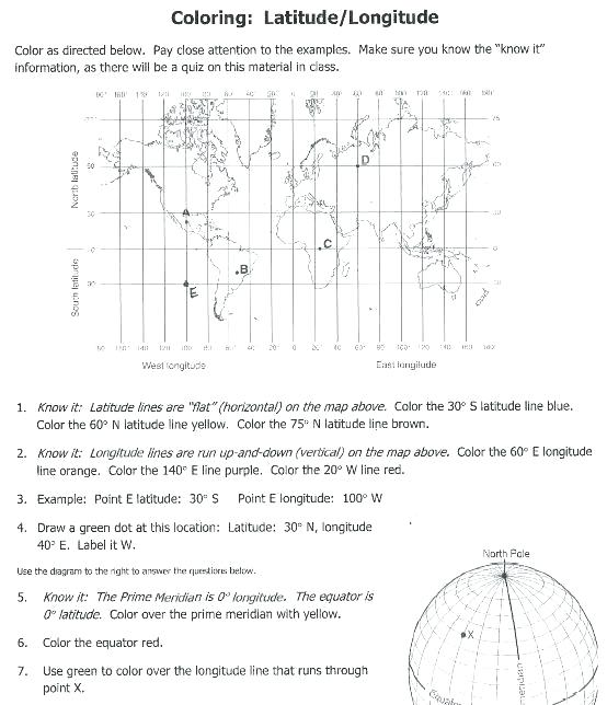 Latitude And Longitude Practice Worksheets â Deglossed Com