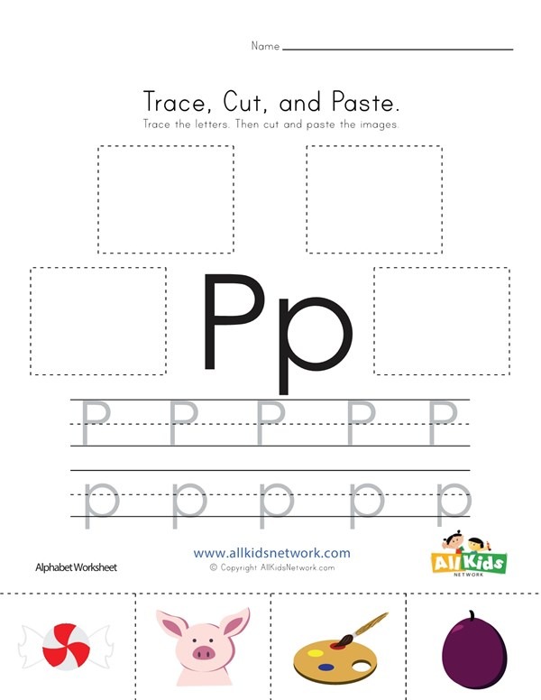 Trace, Cut And Paste Letter P Worksheet