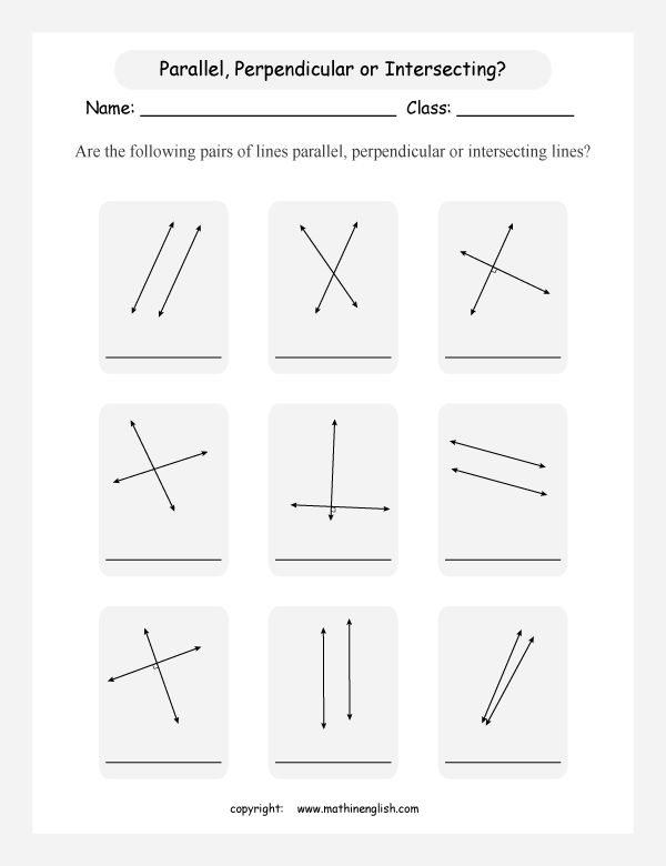 Math Geometry Worksheet Based Of Parallel, Intersecting And