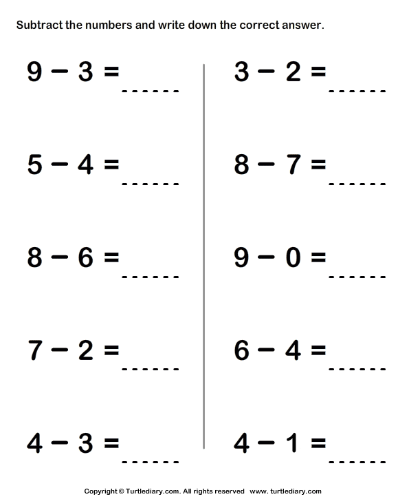 Maths Subtraction Worksheets For Class 1