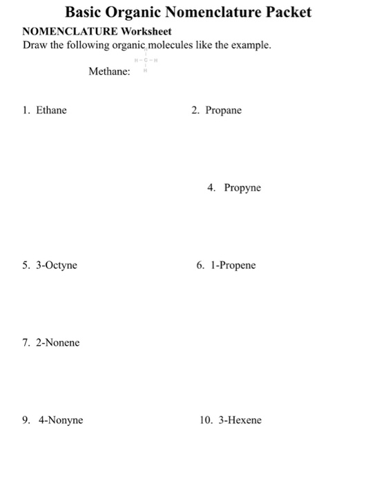 Solved  Basic Organic Nomenclature Packet Nomenclature Wor