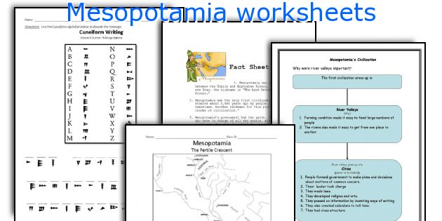 Mesopotamia Worksheets