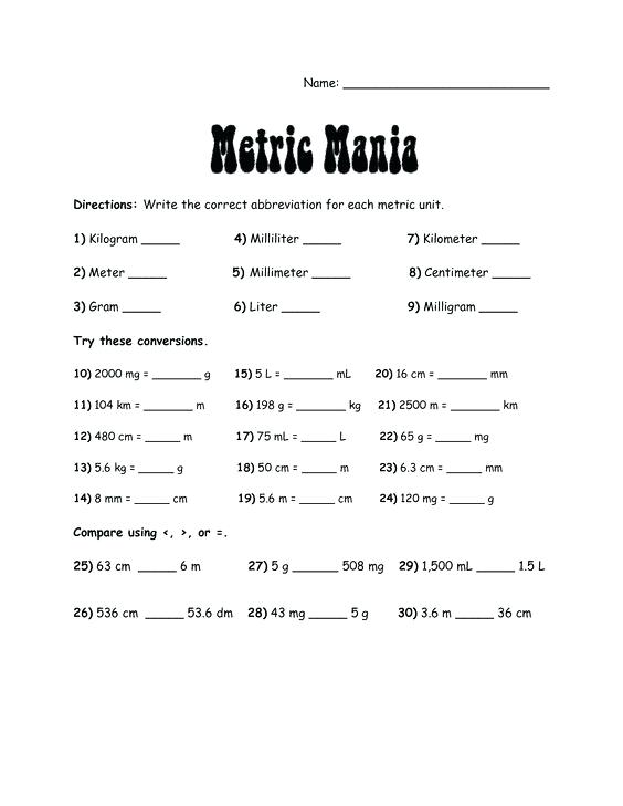 Metric Conversion Worksheet With Answers â Eastcooperspeakeasy Com