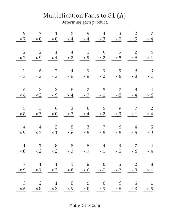 Multiplication Facts Worksheets 3rd Grade