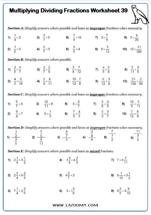 Multiplying And Dividing Fractions