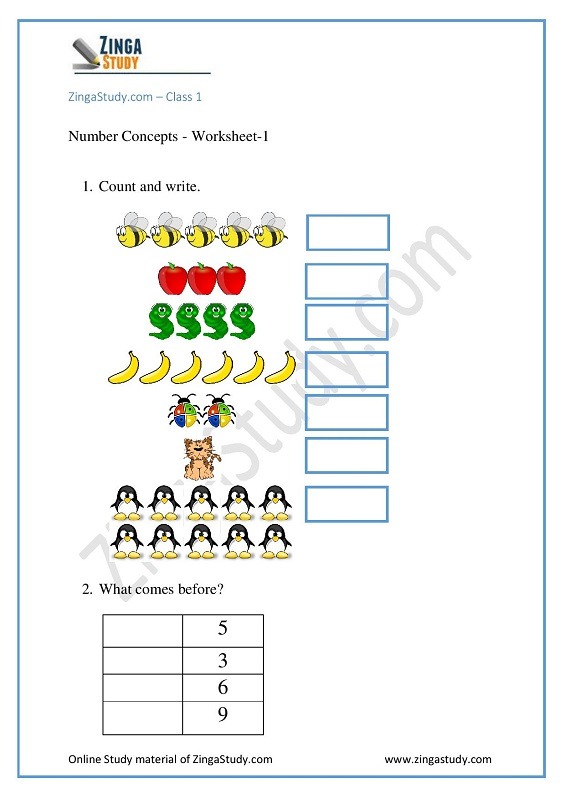 Worksheet For Grade 1 Maths To Practice Your Concepts For Free