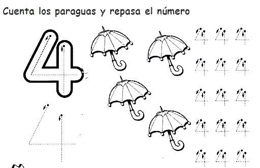 Number Four 4 Coloring And Tracing Worksheets (5)