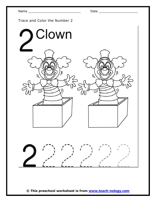 Number Two Tracing And Coloring Worksheets (2)