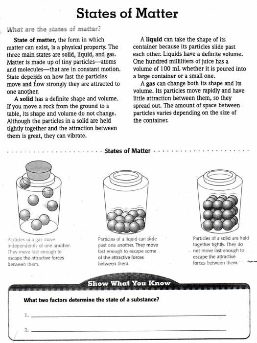 Chemistry Of Matter Worksheets