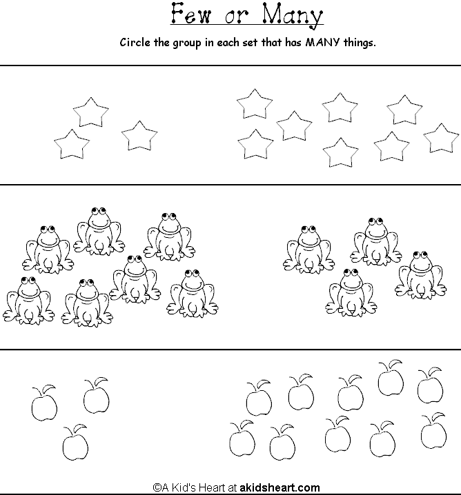Few And Many Worksheets For Kindergarten