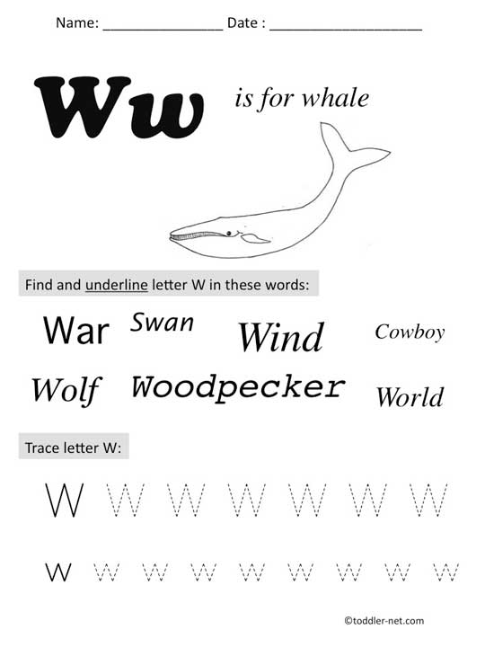 Free Printable Letter W Preschool Worksheet