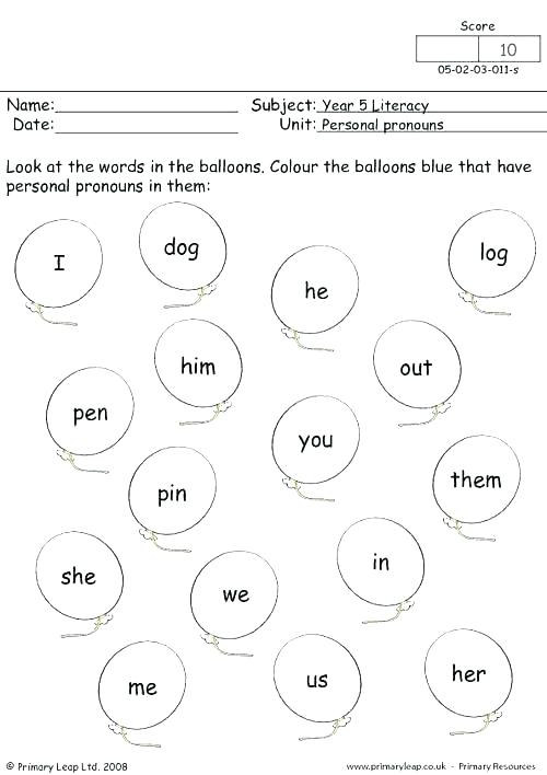 Pronoun Worksheets 1st Grade Pronoun Worksheets Worksheet 2 For