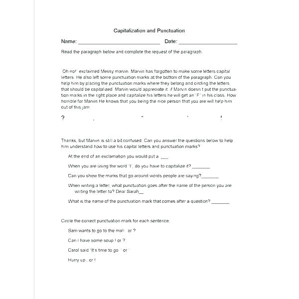 Punctuation Worksheets 3rd Grade Sentence Punctuation Worksheets
