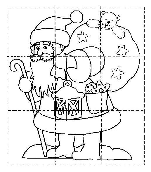 Coloring Page Preschool Worksheets Christmas   Puzzle  Santa Claus 1