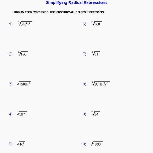 Radicals And Rational Exponents Worksheet Answers